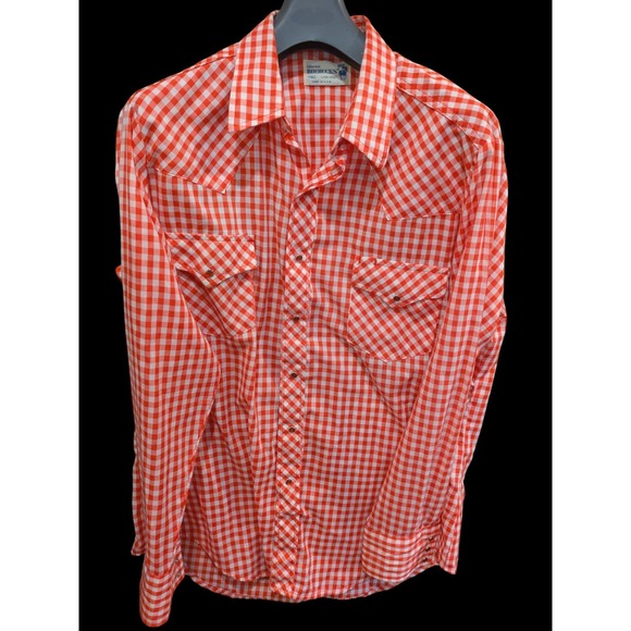 GENUINE ROEBUCKS Large Red Checks Long‎ Sleeve Pearl Snap Shirt - Made USA - Picture 1 of 4